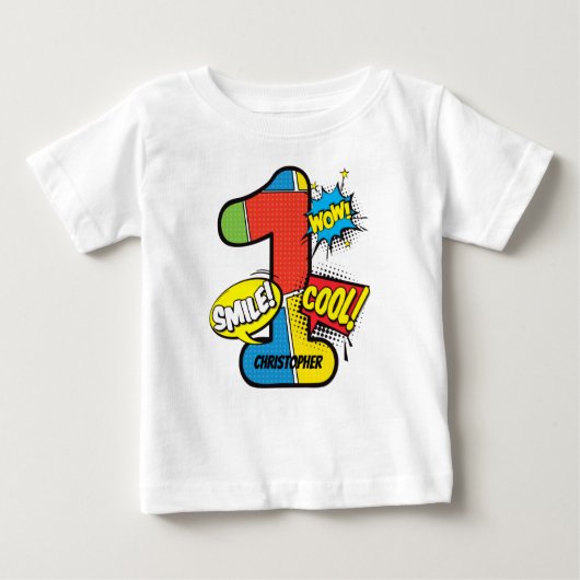 T-shirt Pour Bébé Superhero Comic Book Personnalisé (Devant)