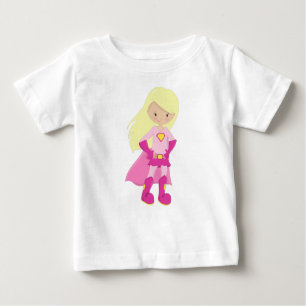 T-shirt Pour Bébé Superhero Girl, Cheveux Blonde, Mignonne Girl, Cap