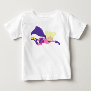 T-shirt Pour Bébé Superhero Girl, Héros, Cheveux blonde, Cap violet