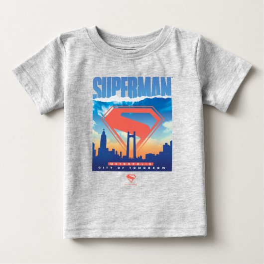 T-shirt Pour Bébé Superman Metropolis Skyline (Devant)