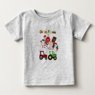 T-shirt Pour Bébé Sur La Ferme Barnyard Animaux de ferme mignonette