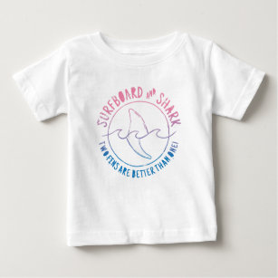 T-shirt Pour Bébé Surf Et Requin Drôle Surfer Surf Été