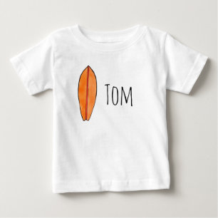 T-shirt Pour Bébé Surfboard Watercolor avec nom personnalisable