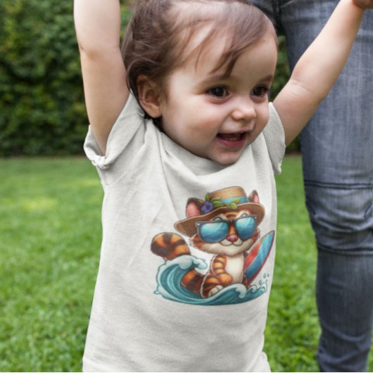 T-shirt Pour Bébé Surfiste chaton