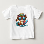 T-shirt Pour Bébé Surfiste chaton (Devant)
