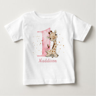 T-shirt Pour Bébé Sweet Baby Giraffe Girl Premier anniversaire