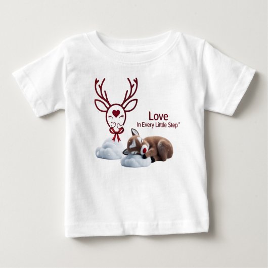 T-shirt Pour Bébé Sweet Sleeping Reindeer "Love in Every Little Step (Devant)