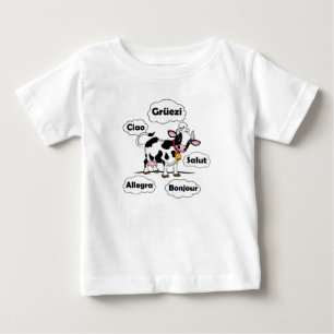 T-shirt Pour Bébé Swiss Cow Grüezi Bonjour Ciao Suisse Voyage