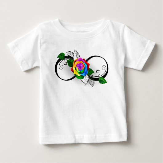 T-shirt Pour Bébé Symbole d'infini avec Rose arc-en-ciel (Devant)