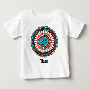 T-shirt Pour Bébé Symbole Om de Mandala Spirituel Turquoise Customis