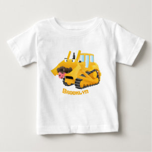 T-shirt Pour Bébé Sympa joli caractère de dessin animé au bulldozer 