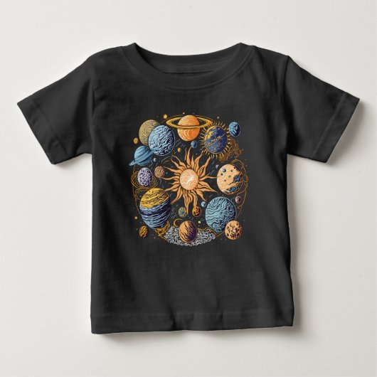 T-shirt Pour Bébé Système solaire (Devant)