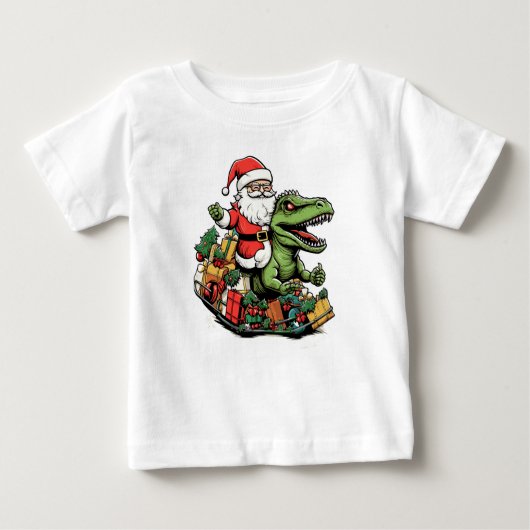 T-shirt Pour Bébé T-Rex Dinosaur Noël | Festive amusante (Devant)