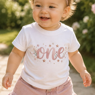 T-shirt Pour Bébé T-Shirt Bébé 1er Anniversaire Rose Aquarelle