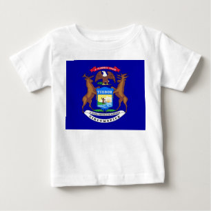 T-shirt Pour Bébé T-shirt bébé avec drapeau du Michigan, États-Unis