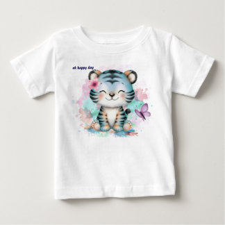 T-shirt Pour Bébé T-shirt bébé avec un petit tigre bleu