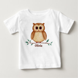 T-shirt Pour Bébé T-shirt bébé chouette mignon avec nom