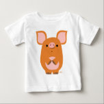 T-shirt Pour Bébé T-shirt bébé cochon en caricature mignon<br><div class="desc">Un petit cochon mignon et timide :) Entièrement personnalisable</div>