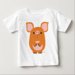 T-shirt Pour Bébé T-shirt bébé cochon en caricature mignon<br><div class="desc">Un petit cochon mignon et timide :) Entièrement personnalisable</div>