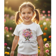T-Shirt Bébé Cochon Mignon Blooms Joyeux