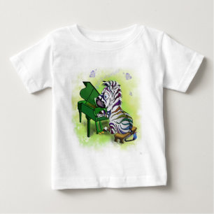 T-shirt Pour Bébé T-shirt bébé drôle avec joueur de piano zèbre