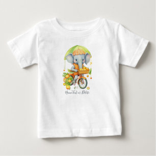 T-shirt Pour Bébé T-Shirt bébé éléphant cycliste aquarelle