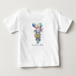 T-shirt Pour Bébé T-Shirt bébé éléphant cycliste aquarelle