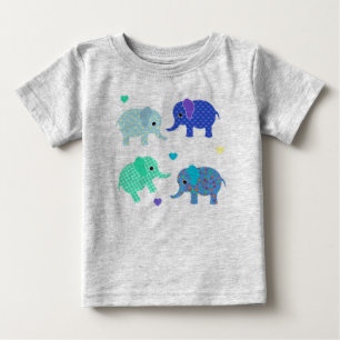 T-shirt Pour Bébé T-shirt bébé éléphants bleu et vert