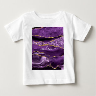 T-shirt Pour Bébé T-shirt bébé en or violet avec nom personnalisé