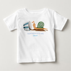 T-shirt Pour Bébé T-shirt bébé escargot et tasse rayée