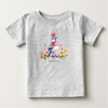 T-shirt bébé floral oiseau bleu rose mignon