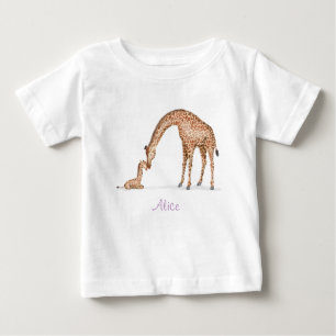 T-shirt Pour Bébé T-shirt bébé girafe et girafe (blanc)