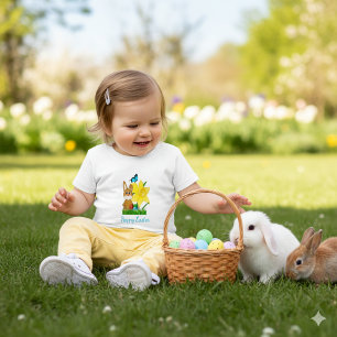 T-shirt Pour Bébé T-shirt bébé lapin et jonquilles de Pâques colorés