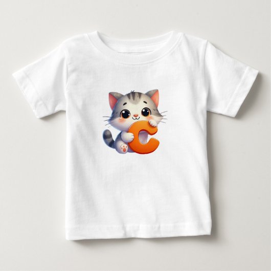 T-shirt Pour Bébé T-shirt bébé lettre C chat (Devant)