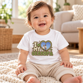 T-shirt Pour Bébé T-Shirt Bébé Photo Personnalisé 'J'Aime Mon Papi'