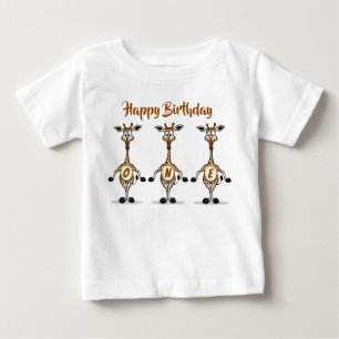 T-shirt Pour Bébé T-shirt bébé trio anniversaire girafe