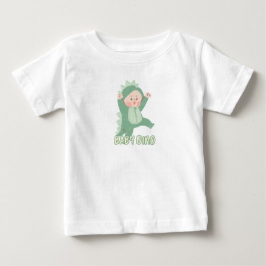 T-shirt Pour Bébé T-shirt bébé vert simple mignon bébé Dino (Devant)