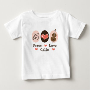 T-shirt Pour Bébé T-shirt de bébé de violoncelle d'amour de paix