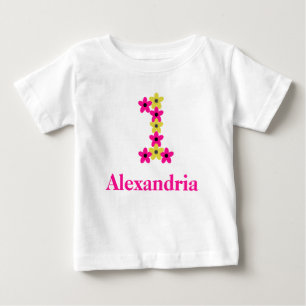 T-shirt Pour Bébé T-shirt floral 1er anniversaire bébé