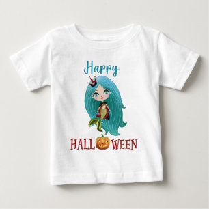 T-shirt Pour Bébé T-shirt Happy Halloween fille bébé sirène
