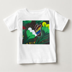 T-shirt Pour Bébé T-Shirt-Œuvre d'art faite main-Papillon Fleurit