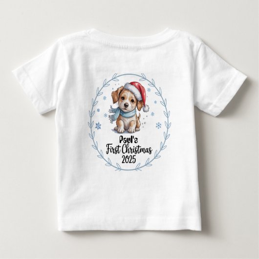 T-shirt Pour Bébé T-Shirt-Personalized Baby's First Xmas 2025-Boy (Dos)