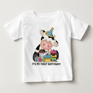 T-shirt Pour Bébé T-shirt Unisex bébé vache premier anniversaire