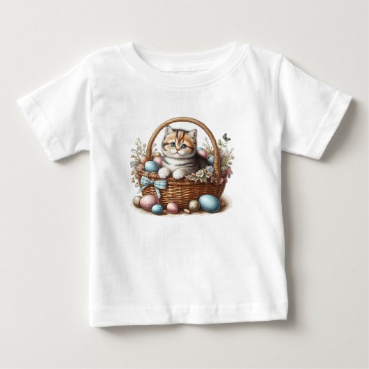 T-shirt Pour Bébé Tabby Kitten de Pâques (Devant)