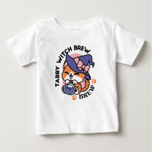 T-shirt Pour Bébé Tabby Witch Brew – Joli design de chat d'Halloween
