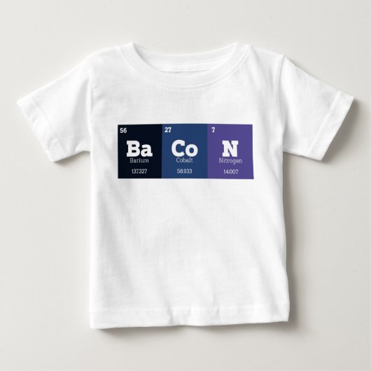 T-shirt Pour Bébé Tableau périodique Chimie Éléments chimiques Bacon (Devant)