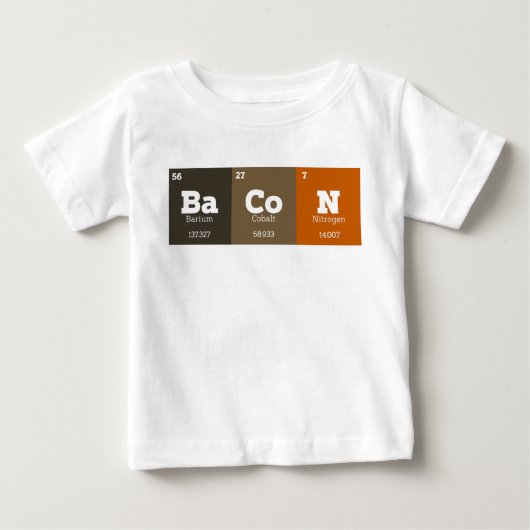 T-shirt Pour Bébé Tableau périodique Chimie Éléments chimiques Bacon (Devant)