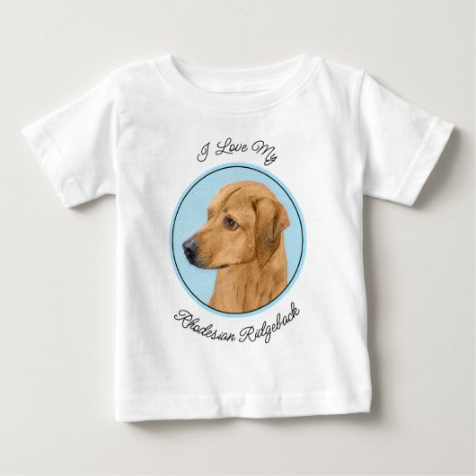 T-shirt Pour Bébé Tableau Rhodesian Ridgeback - Art Chien original (Devant)