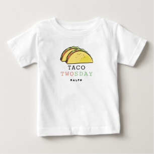 T-shirt Pour Bébé Taco Twosday Mardi Blanc 2ème Anniversaire Garçon