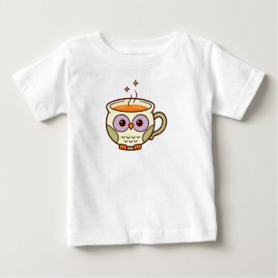 T-shirt Pour Bébé Tasse à thé Chouette Mignonne — Illustration de Ta